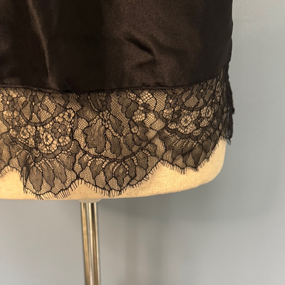 Victoria’s Secret Black Satin & Eyelash Lace Trim Camisole Top - Large - Picture 7 of 13